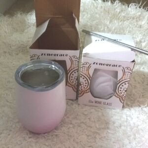 ZONEGRACE Stainless Steel Wine Glass Tops 2-Set, Stainless Steel Straws New